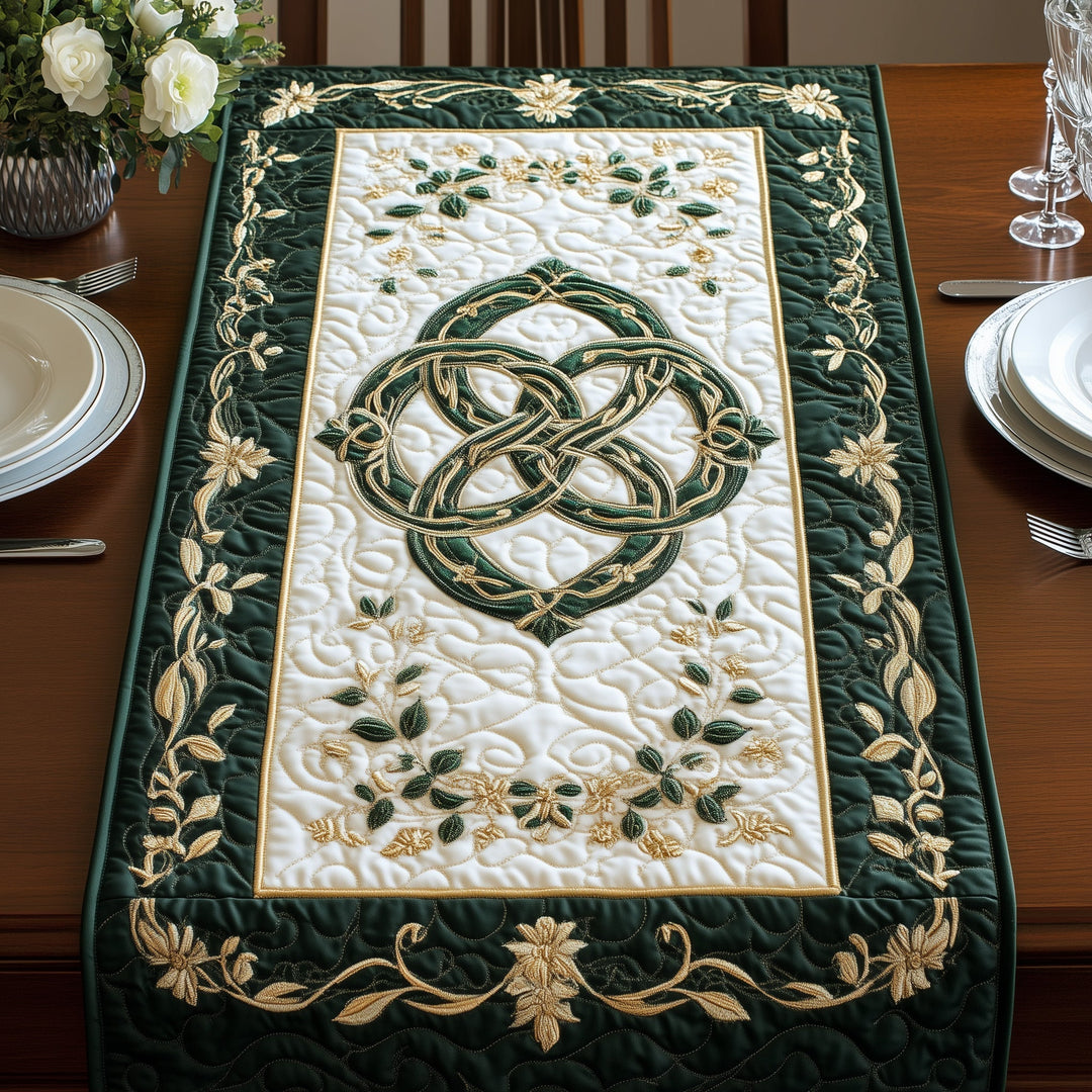 Golden Knot Elegance Quilted Table Runner GFTOHD3242