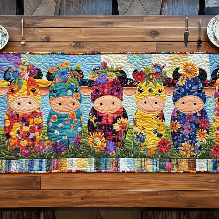 Patchwork Cows Quilted Table Runner GFTOHD6724