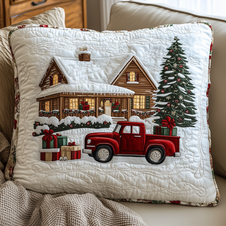 Peaceful Snow Cabin Quilted Pillow Case GFTOHD917