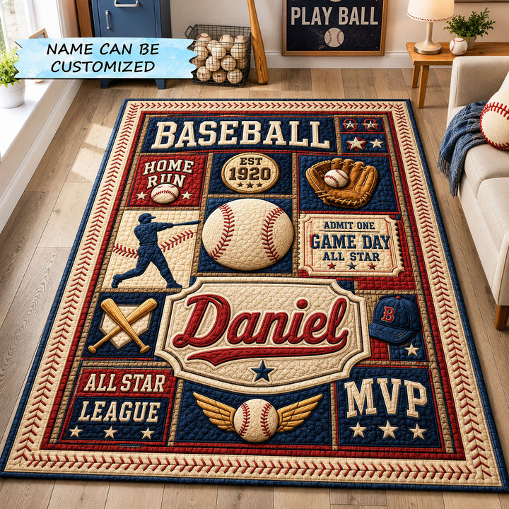 Personalized Baseball League Area Rug QTCUZ GFTOHNL1464