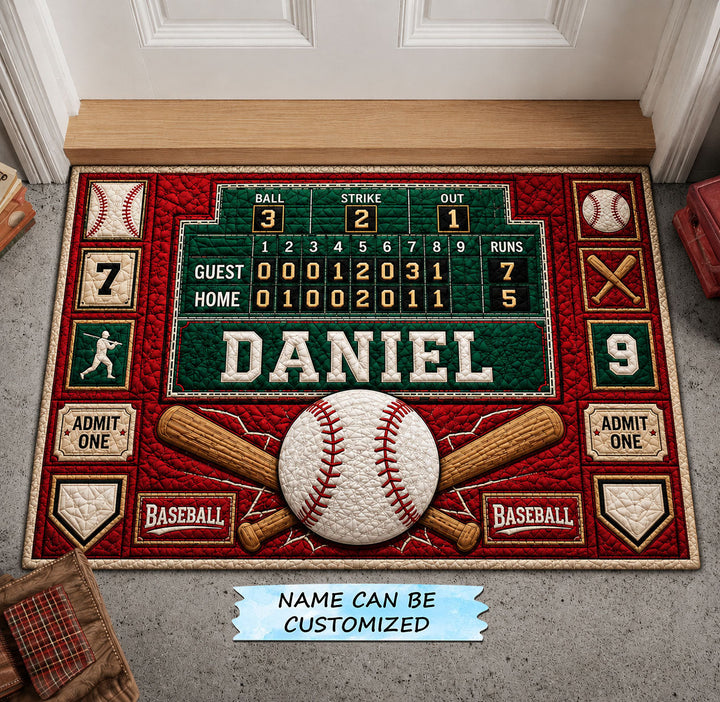 Personalized Baseball Scoreboard Doormat QTCUZ GFTOHNL1469