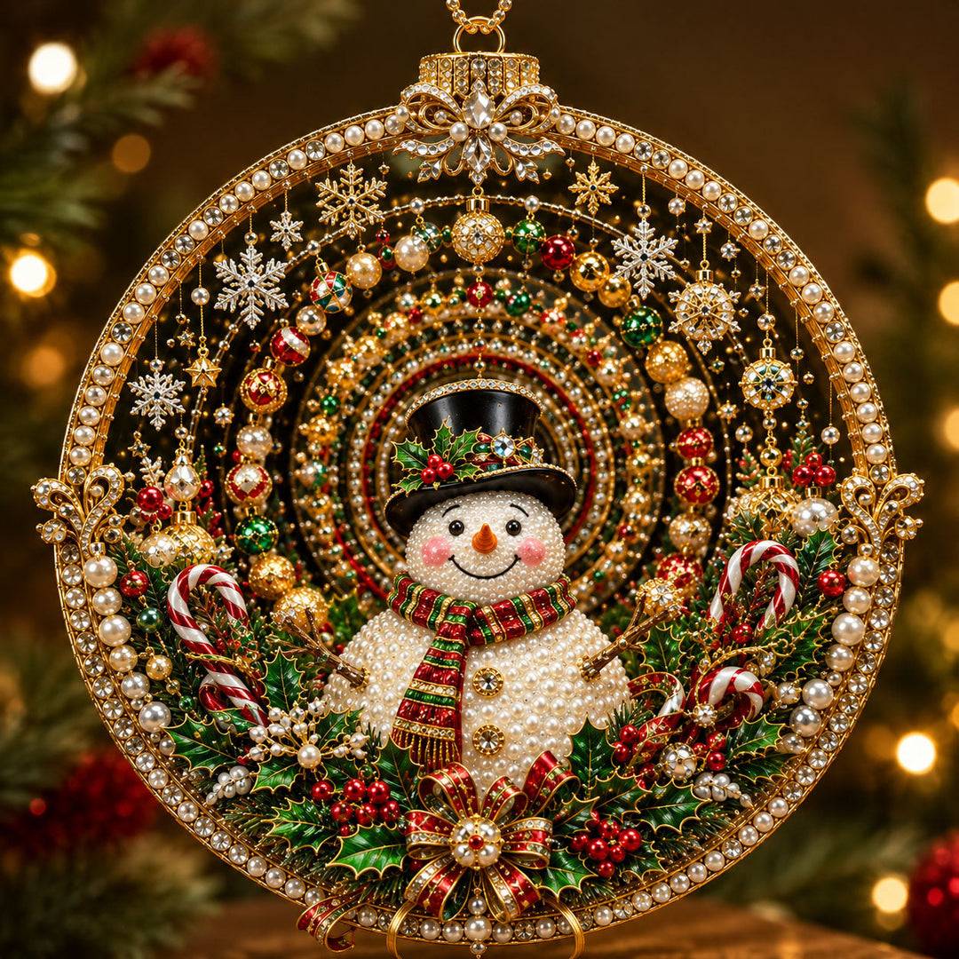 Snowman Candy Cane Magic Christmas Mica Ornament GFTOHNL2595