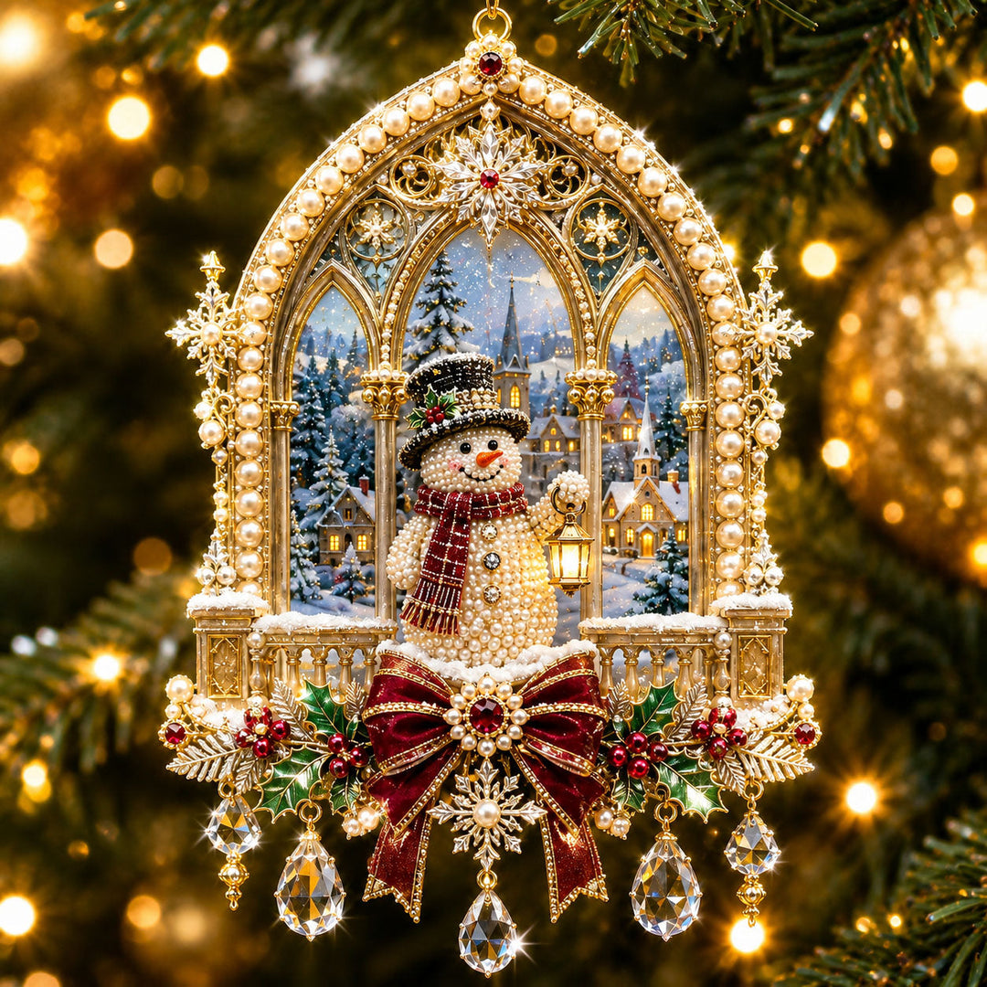 Snowman Cathedral Winter Christmas Mica Ornament GFTOHNL2680