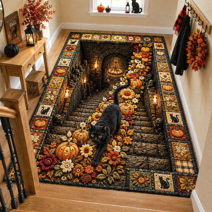 Black Cat Halloween Path Area Rug GFTOHNL2919