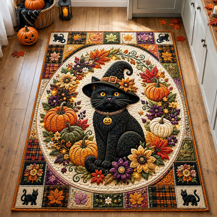 Black Cat Autumn Wreath Area Rug GFTOHNL2921