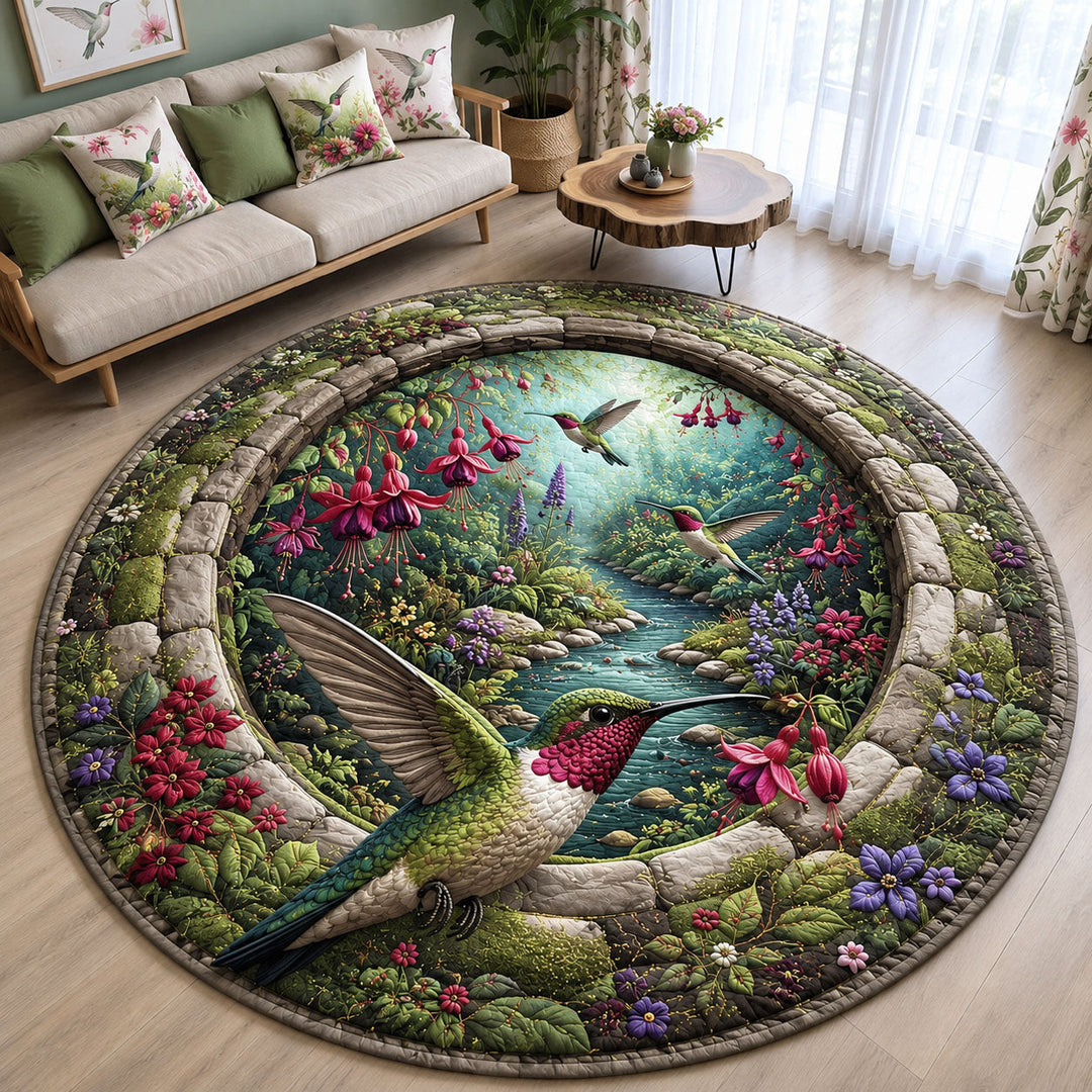 Hummingbird Secret Garden Quilted Round Mat GFTOHNL3314