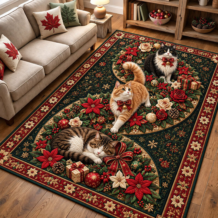 Christmas Garden Cats Area Rug GFTOHNL3449