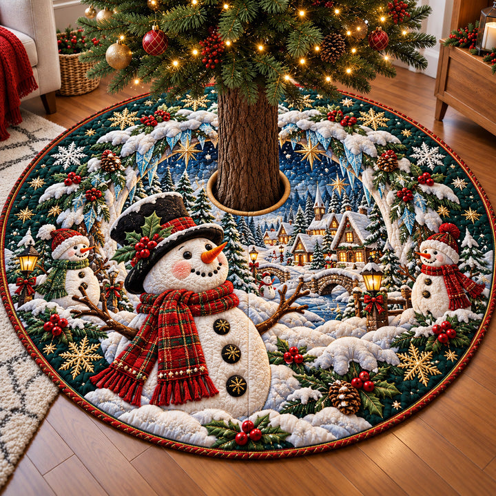 Snowman Winter Wonderland Quilted Tree Skirt