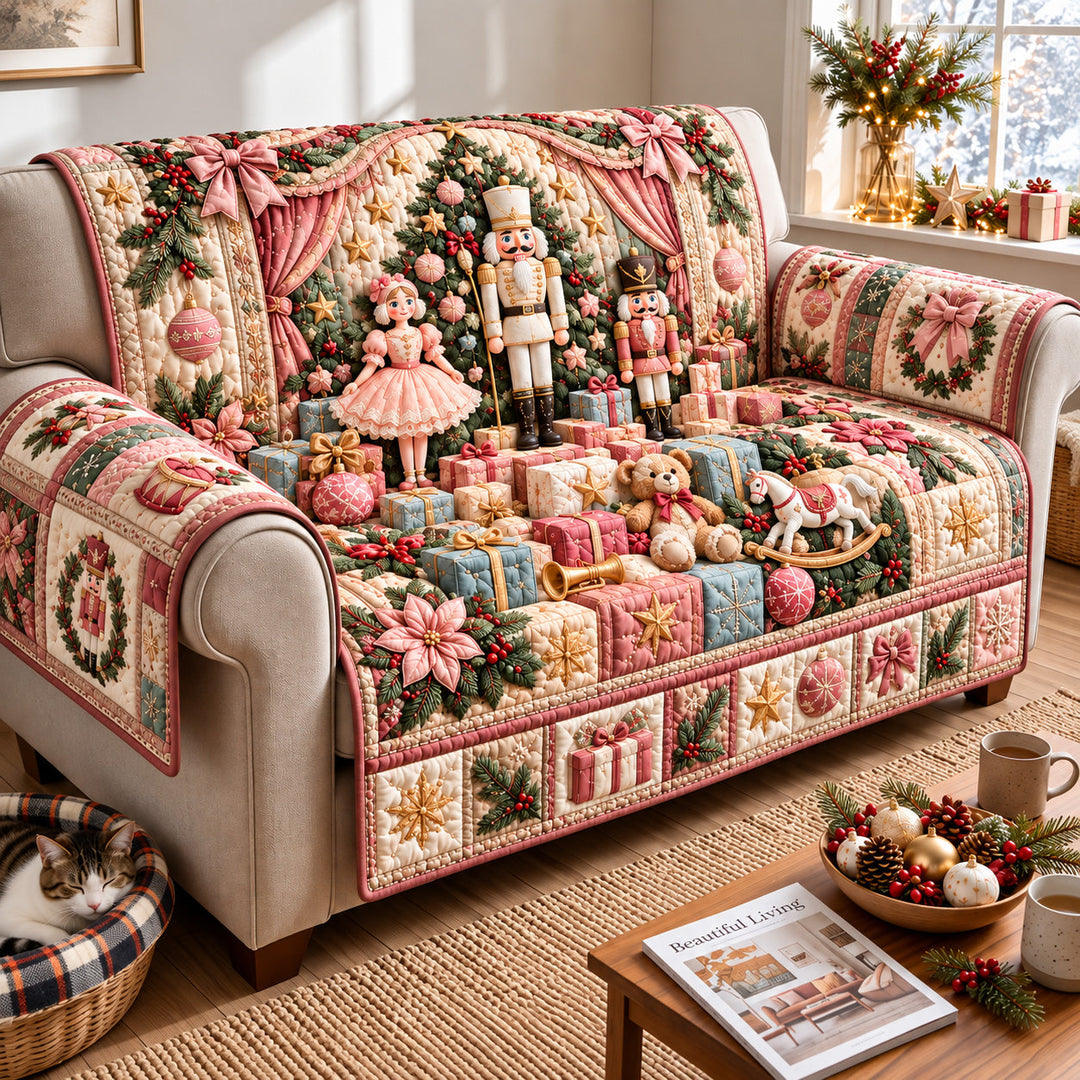 Pink Nutcracker Christmas Dream Quilted Sofa Cover GFTOHNL4516