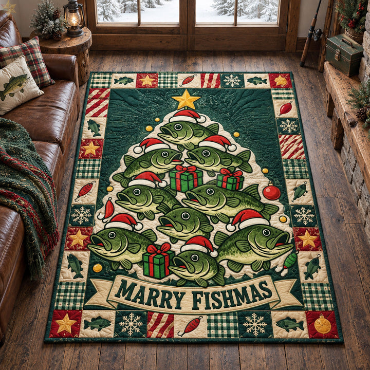 Merry Fishmas Bass Tree Area Rug GFTOHNL4894