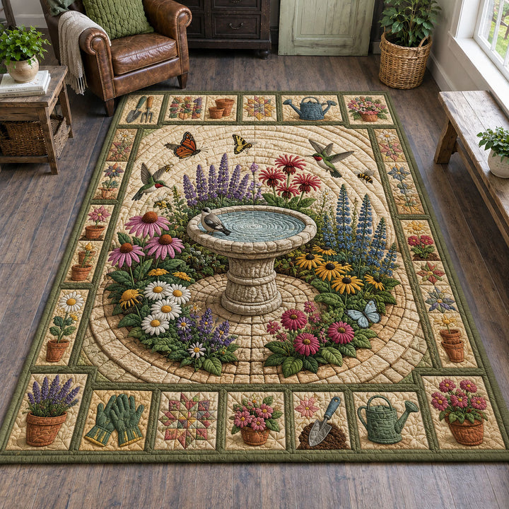 Garden Birdbath Sanctuary Area Rug GFTOHNL804