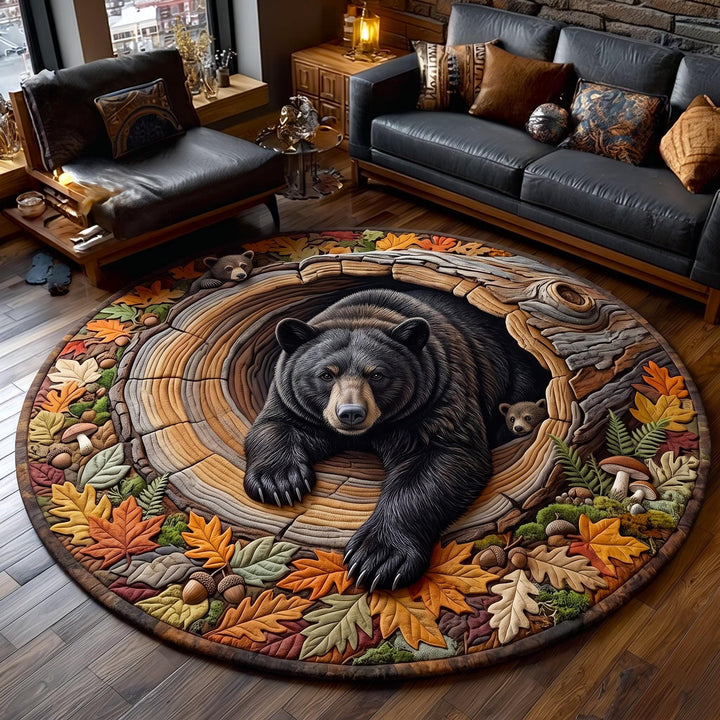 Black Bear Haven Quilted Round Mat GFTOMA13774
