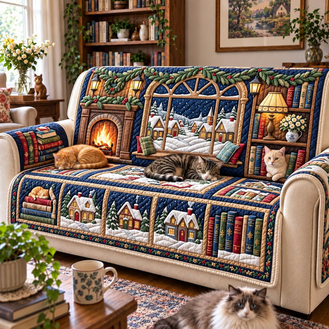 Cozy Library Quilted Sofa Cover GFTOMA14854