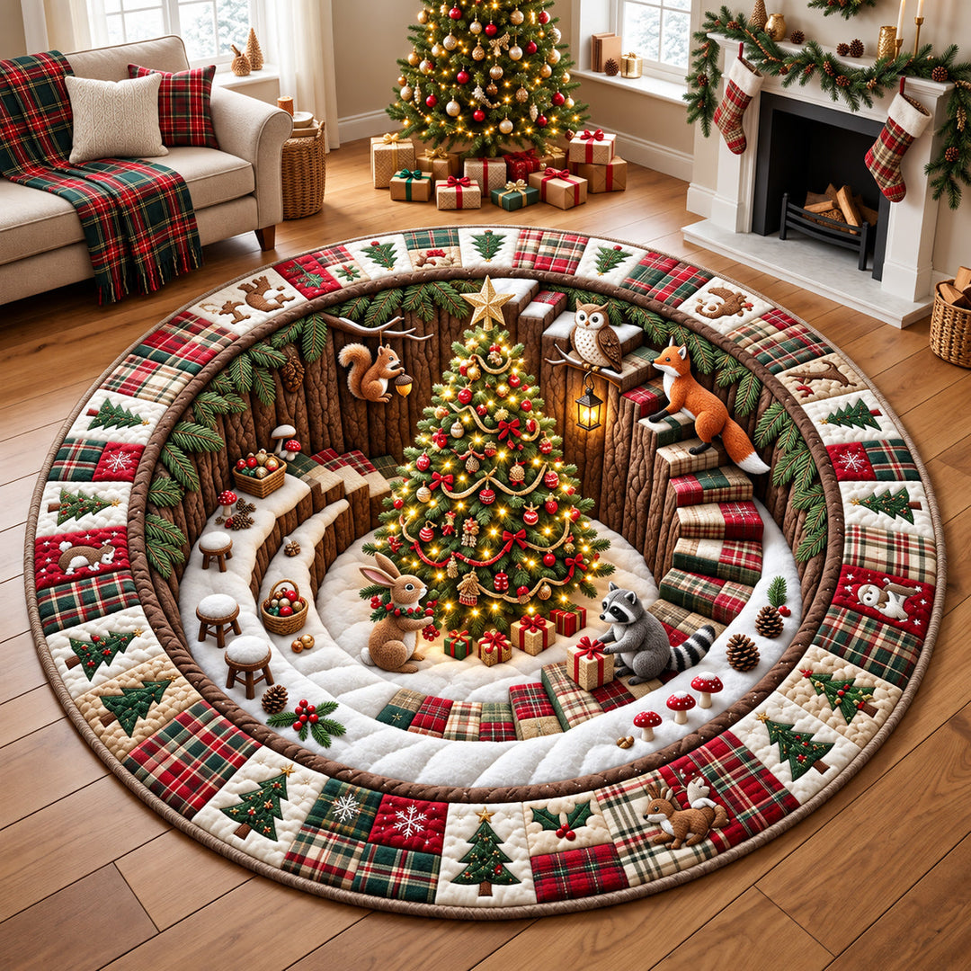 Christmas Tree Village Quilted Round Mat GFTOMA14937