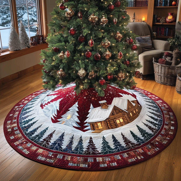 Snowy Retreat Quilted Tree Skirt