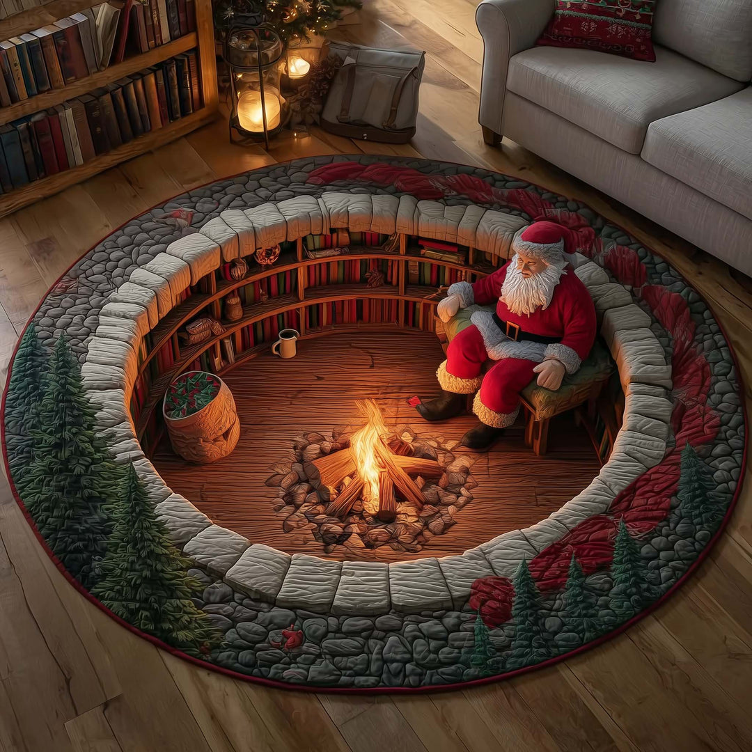 Yuletide Fireside Quilted Round Mat