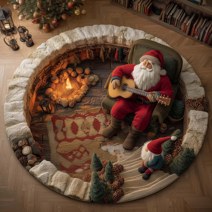 Yuletide Fireside Quilted Round Mat