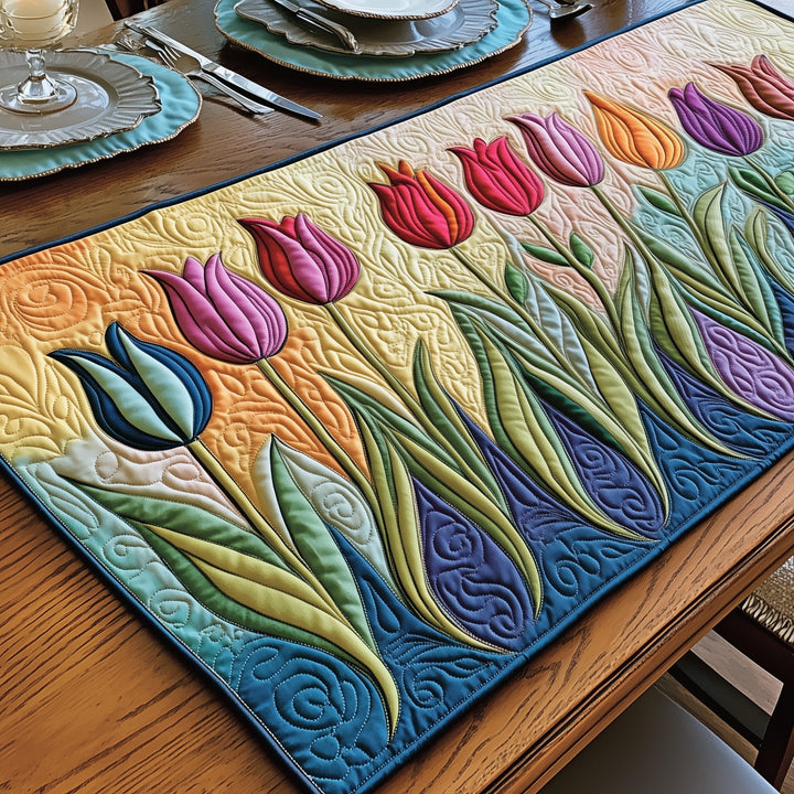 Colorful Tulip Quilted Table Runner GFTOMA803