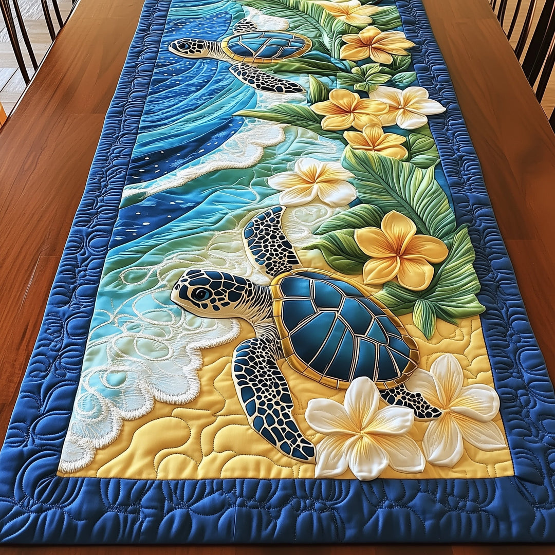 Plumeria Turtle Quilted Table Runner GFTONL4093