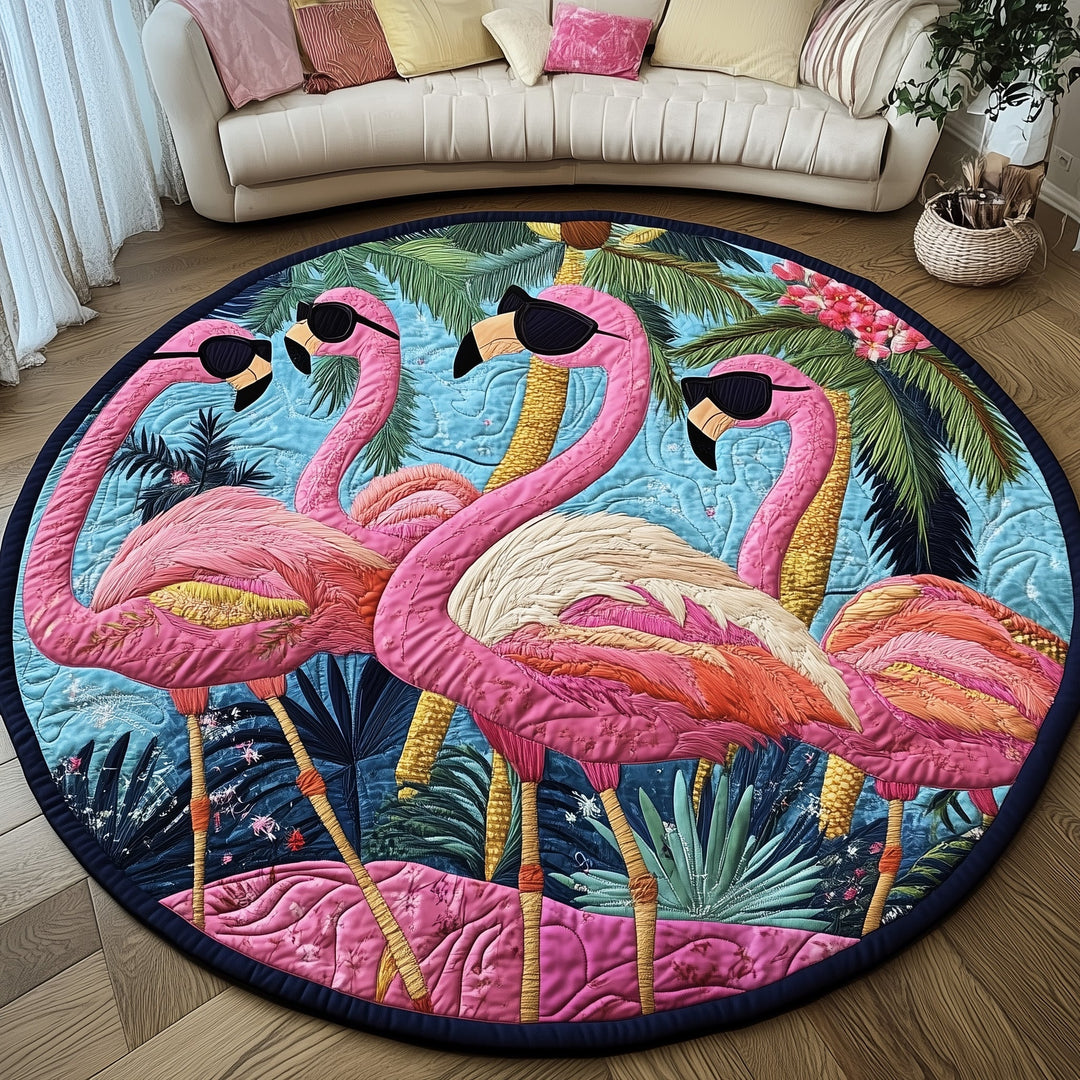 Cheerful Flamingo Quilted Round Mat GFTONL4556