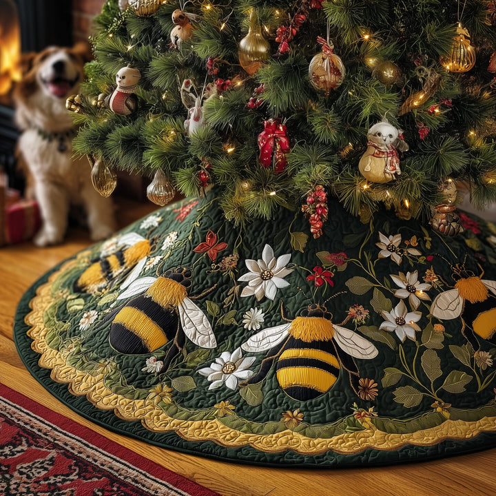 Floral Bee Quilted Tree Skirt GFTONL6932