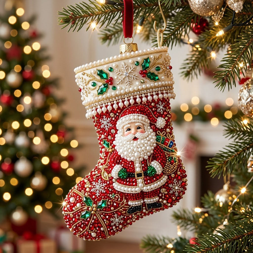 Christmas Stocking Christmas Mica Ornament