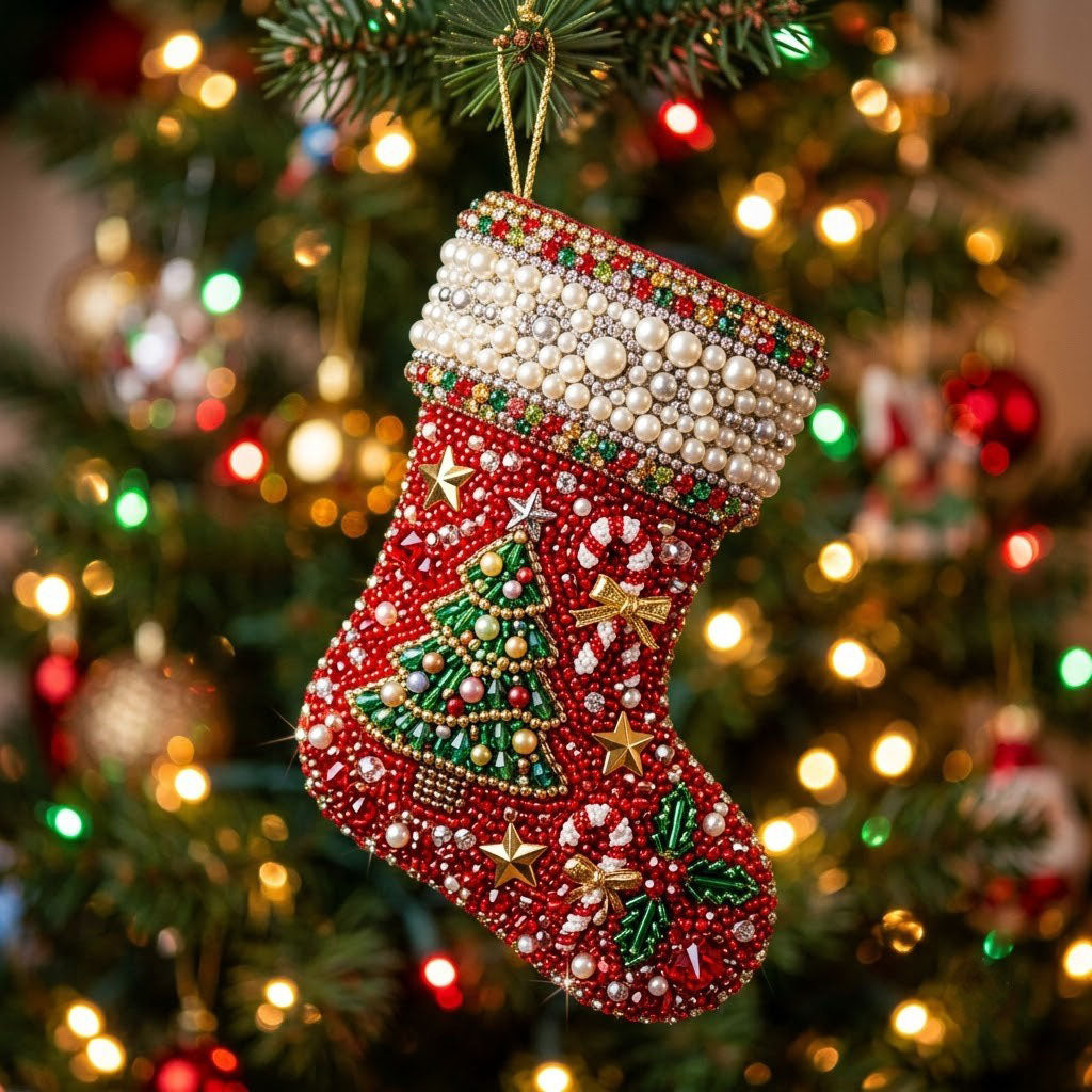 Christmas Stocking Christmas Mica Ornament