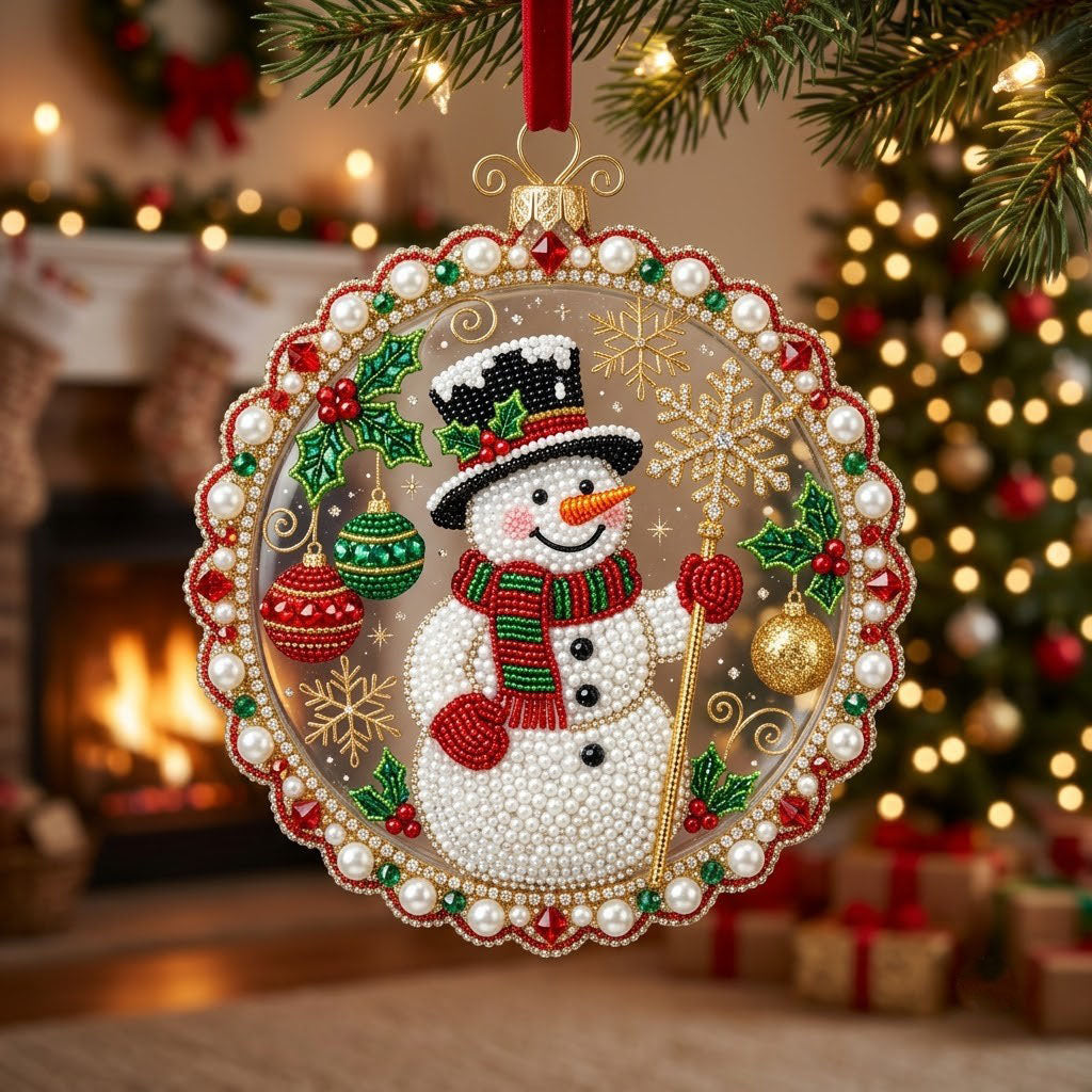 Christmas Snowman Christmas Mica Ornament