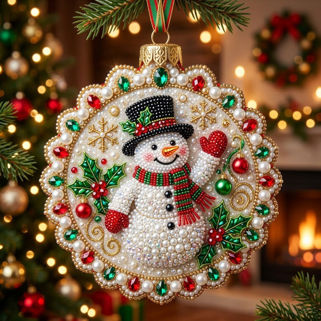 Christmas Snowman Christmas Mica Ornament