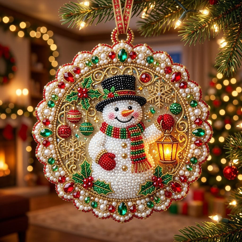 Christmas Snowman Christmas Mica Ornament
