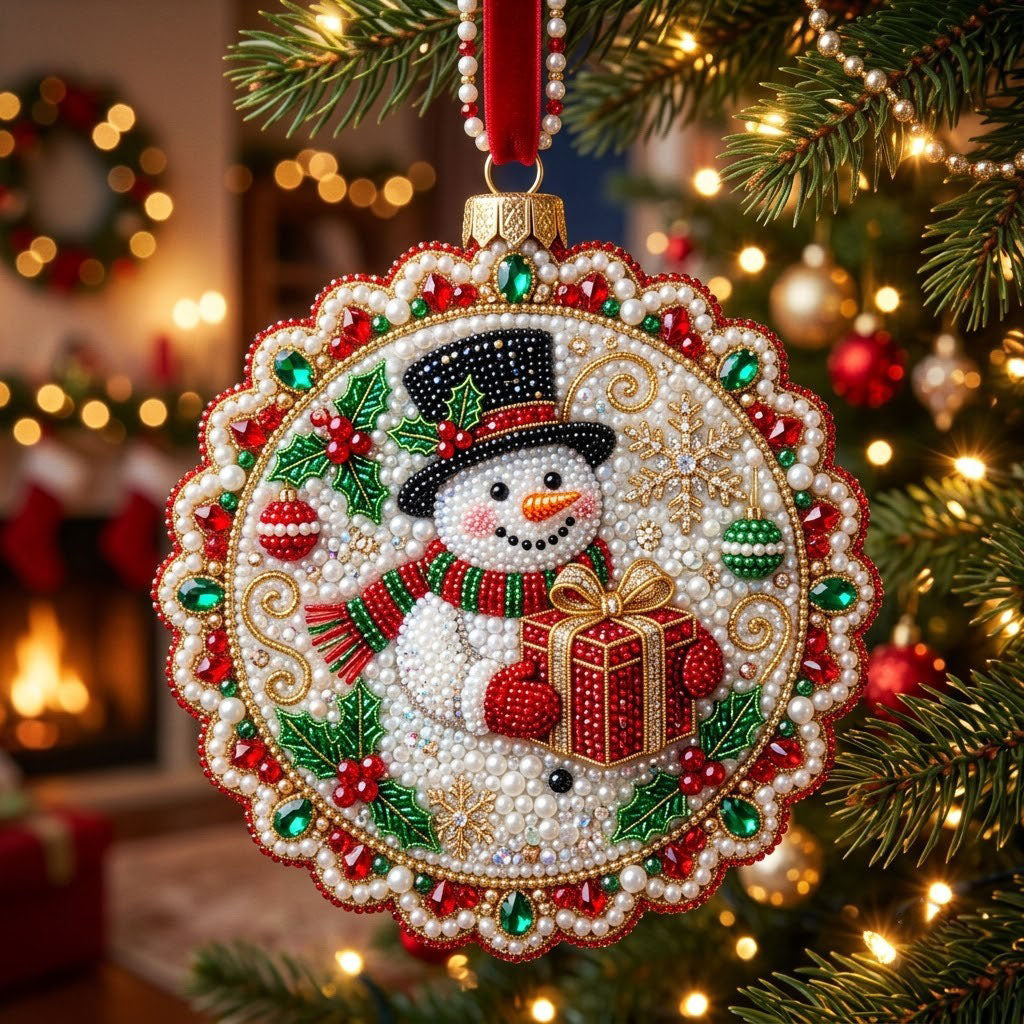 Christmas Snowman Christmas Mica Ornament