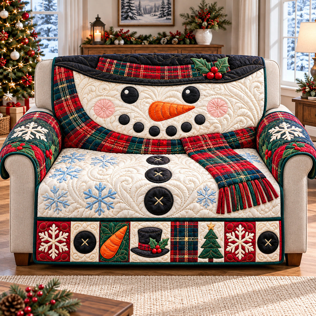 Snowman Frozen Fun Quilted Sofa Cover GFTONPT1659
