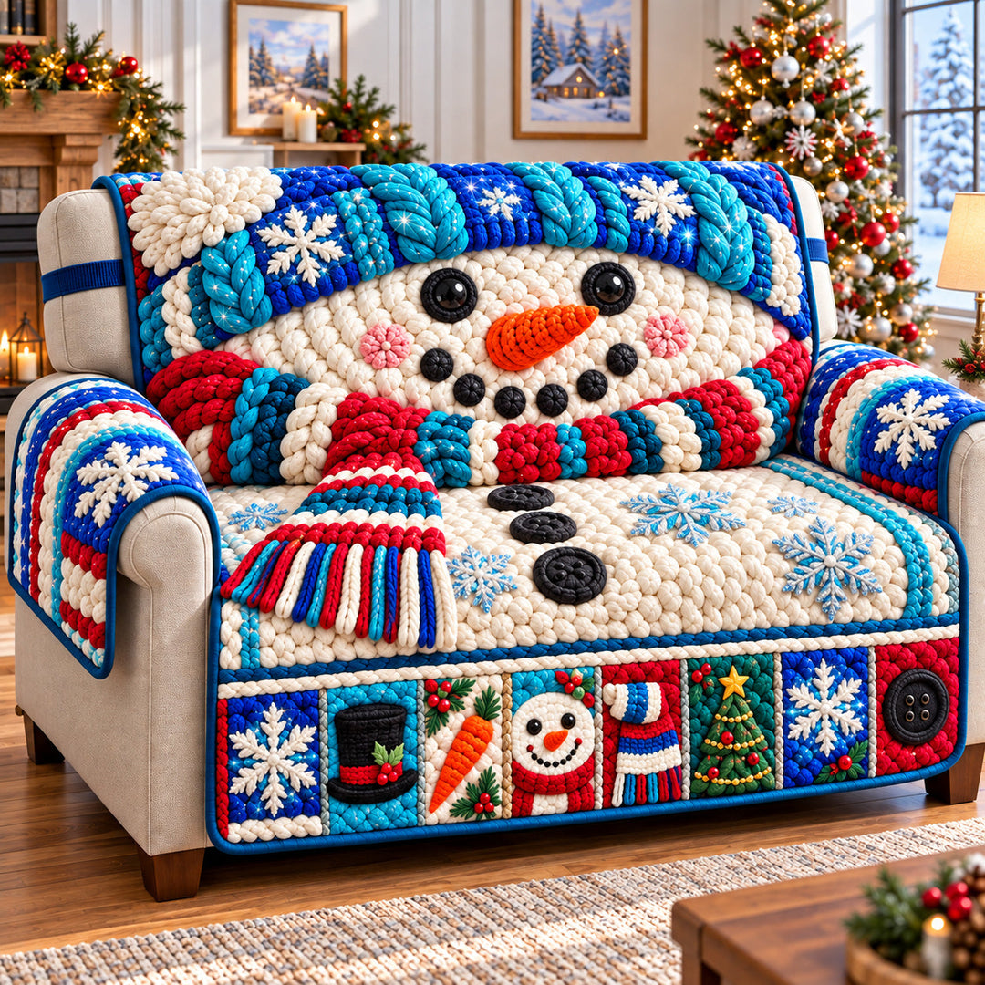 Snowman Christmas Glow Quilted Sofa Cover GFTONPT1660