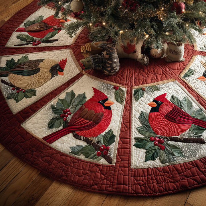 Festive Cardinal Quilted Tree Skirt GFTONT5538