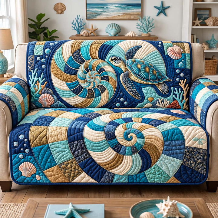 Nautilus Turtle Coast Quilted Sofa Cover GFTONTD3490
