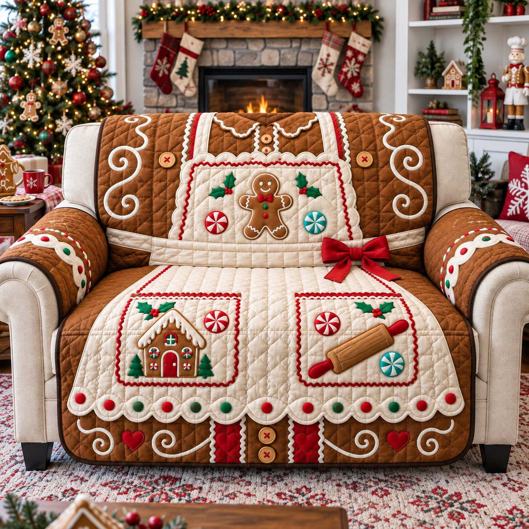 Gingerbread Baker Apron Quilted Sofa Cover GFTONTD3636
