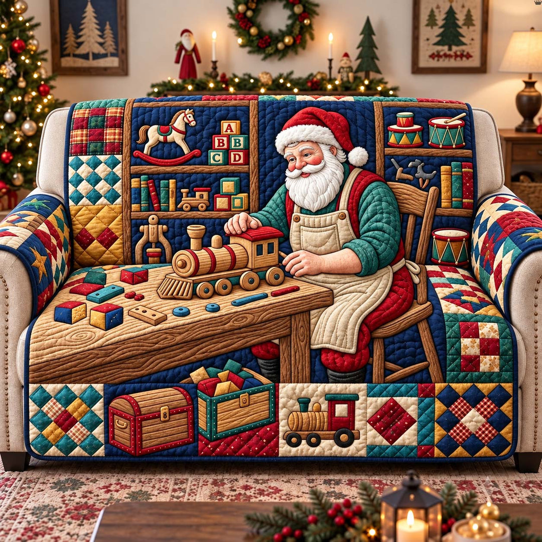 Santa Toy Workshop Quilted Sofa Cover GFTONTD3732