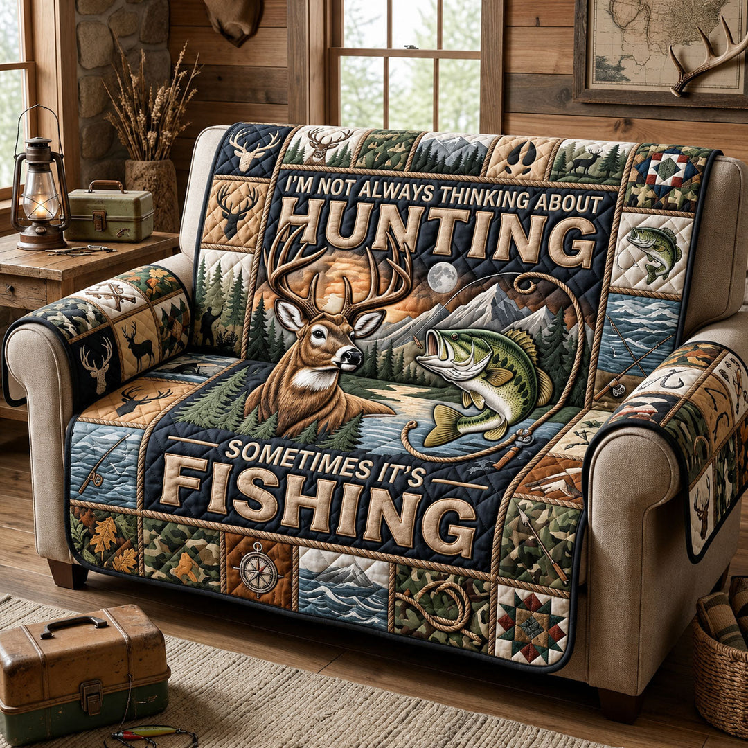 Hunting And Fishing Quilted Sofa Cover GFTOPND1531
