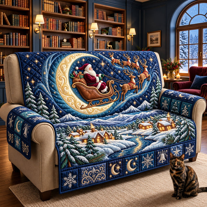 Snowy Christmas Quilted Sofa Cover GFTOPND3346