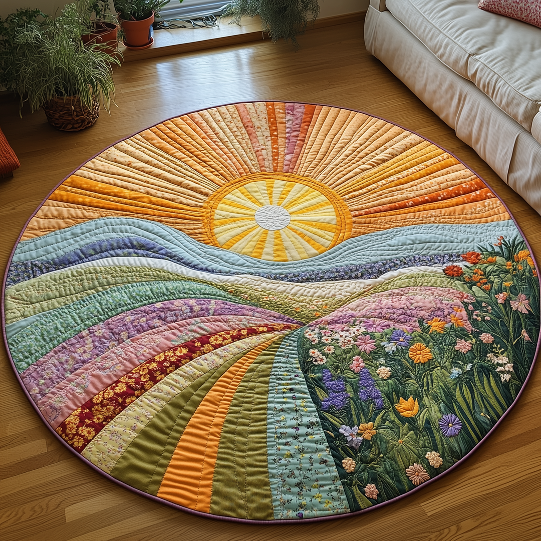 Golden Meadow Quilted Round Mat GFTOQA1057