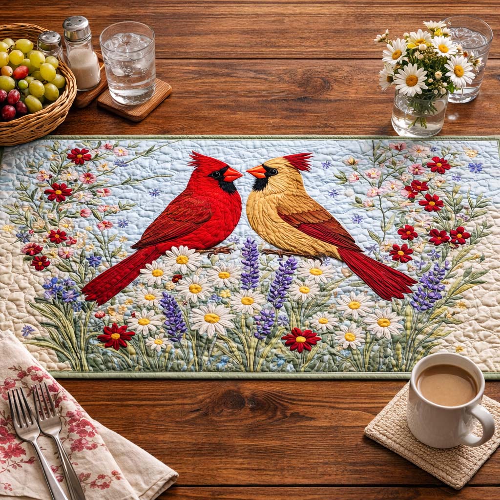 Spring Cardinal Quilted Table Runner GFTOQA1254