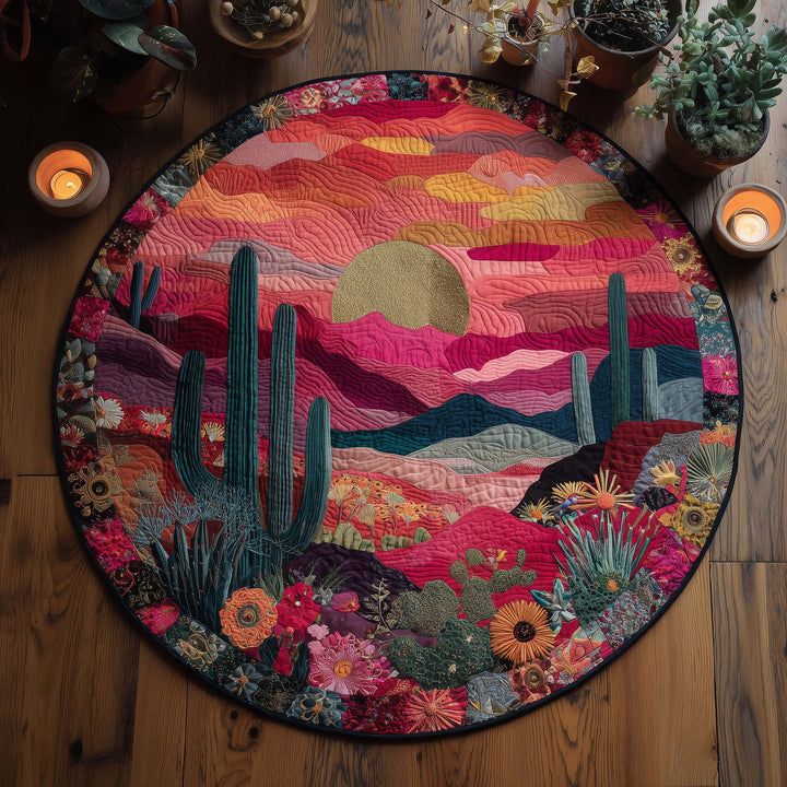 Cactus Oasis Quilted Round Mat GFTOQA167
