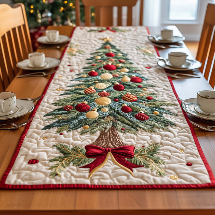 Holly Christmas Quilted Table Runner