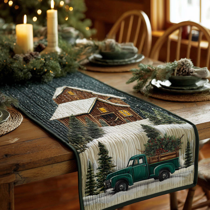 Green Truck Quilted Table Runner GFTOQA260