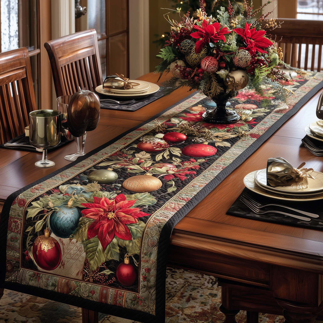 Poinsettia Luxe Quilted Table Runner GFTOQA64