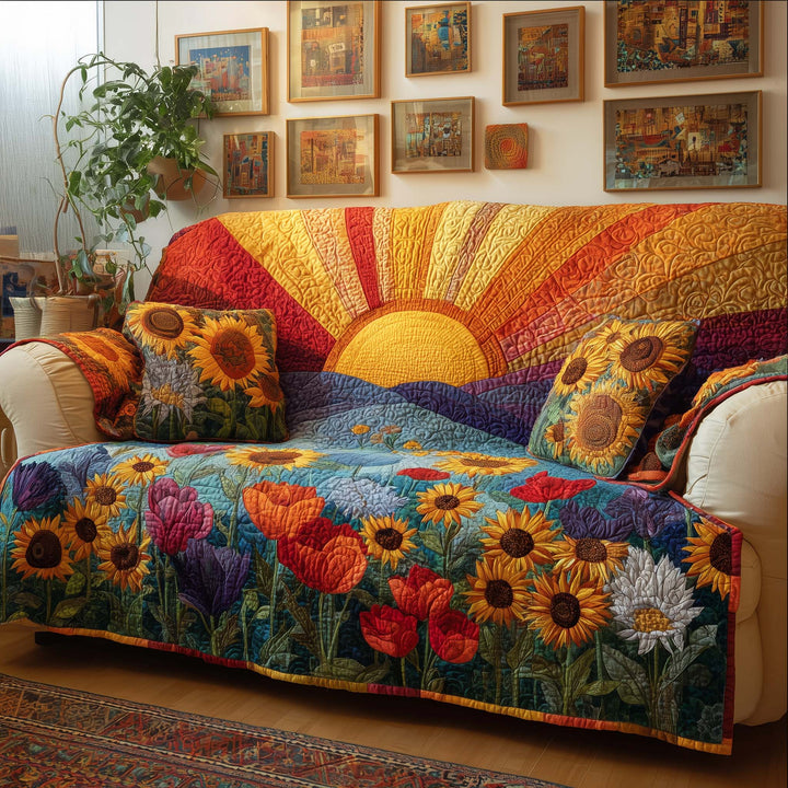 Radiant Meadow Quilted Sofa Cover GFTOQM1977