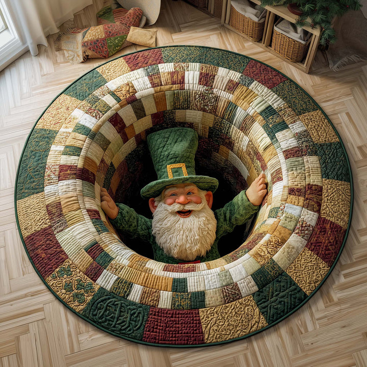 Emerald Gnome Quilted Round Mat GFTOQM3099
