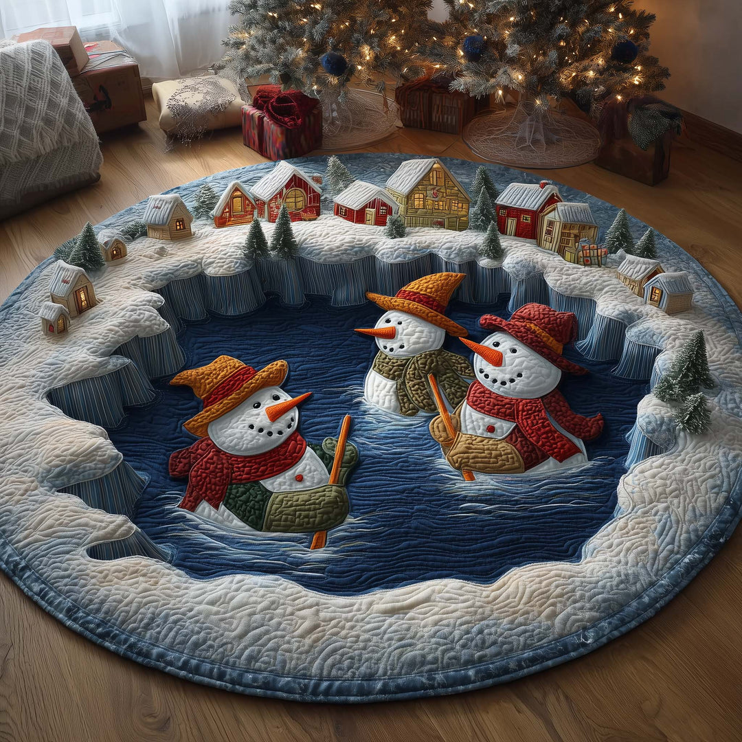 Boating Snowmen Quilted Round Mat GFTOQM367