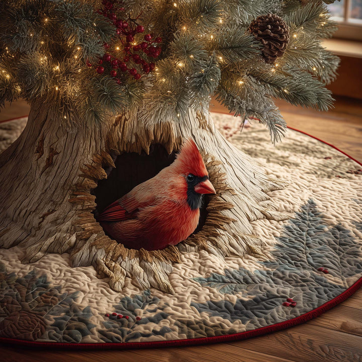 Branch Cardinal Quilted Tree Skirt