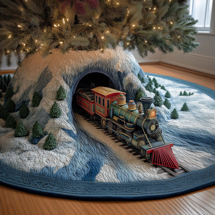 Rocky Train Quilted Tree Skirt